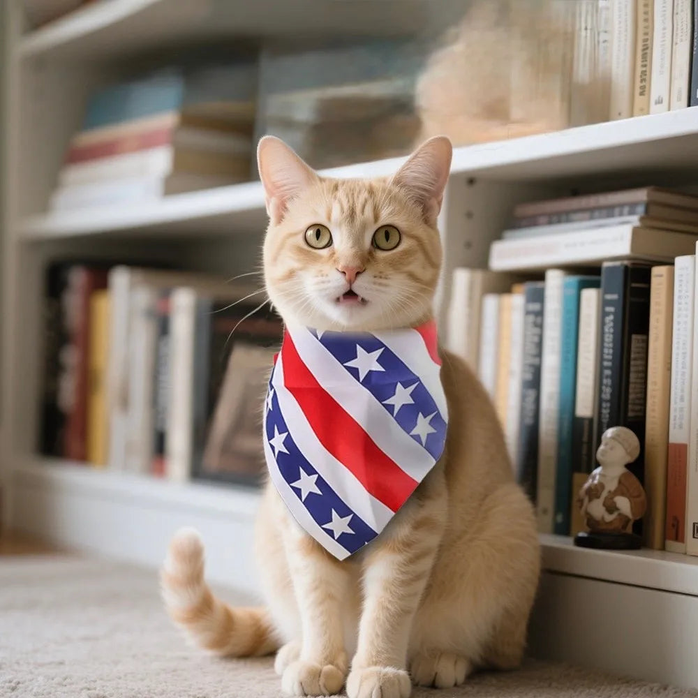 USA-Inspired Patriotic Pet Bandana - Cat Model