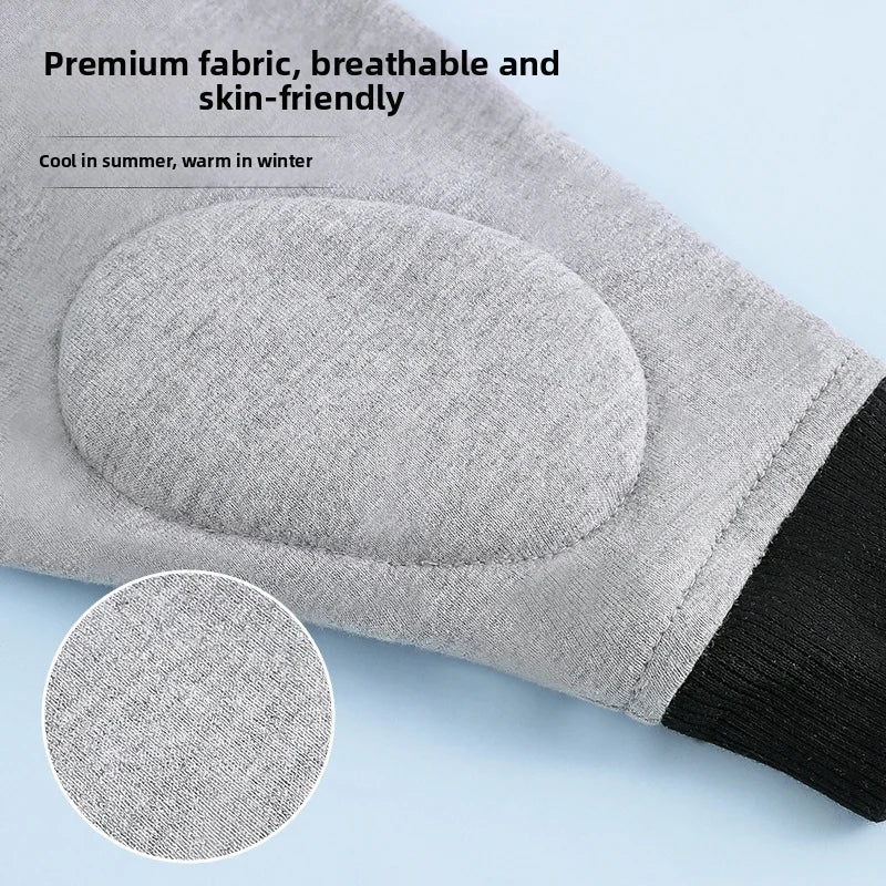 Closeup of premium gray fabric on dog elbow pad showing the double-layer breathable and skin-friendly texture