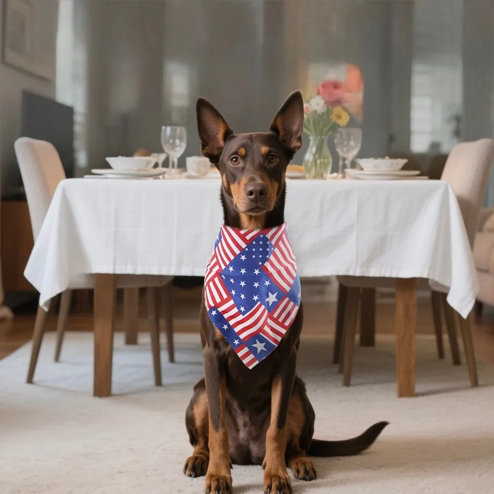 USA-Inspired Patriotic Pet Bandana - Table Setting