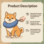 Shiba Inu dog wearing a supportive pet neck accessory with adjustable drawstring