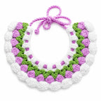 Handmade Purple Tulip Pet Bib | Artisan Knit Flower Collar