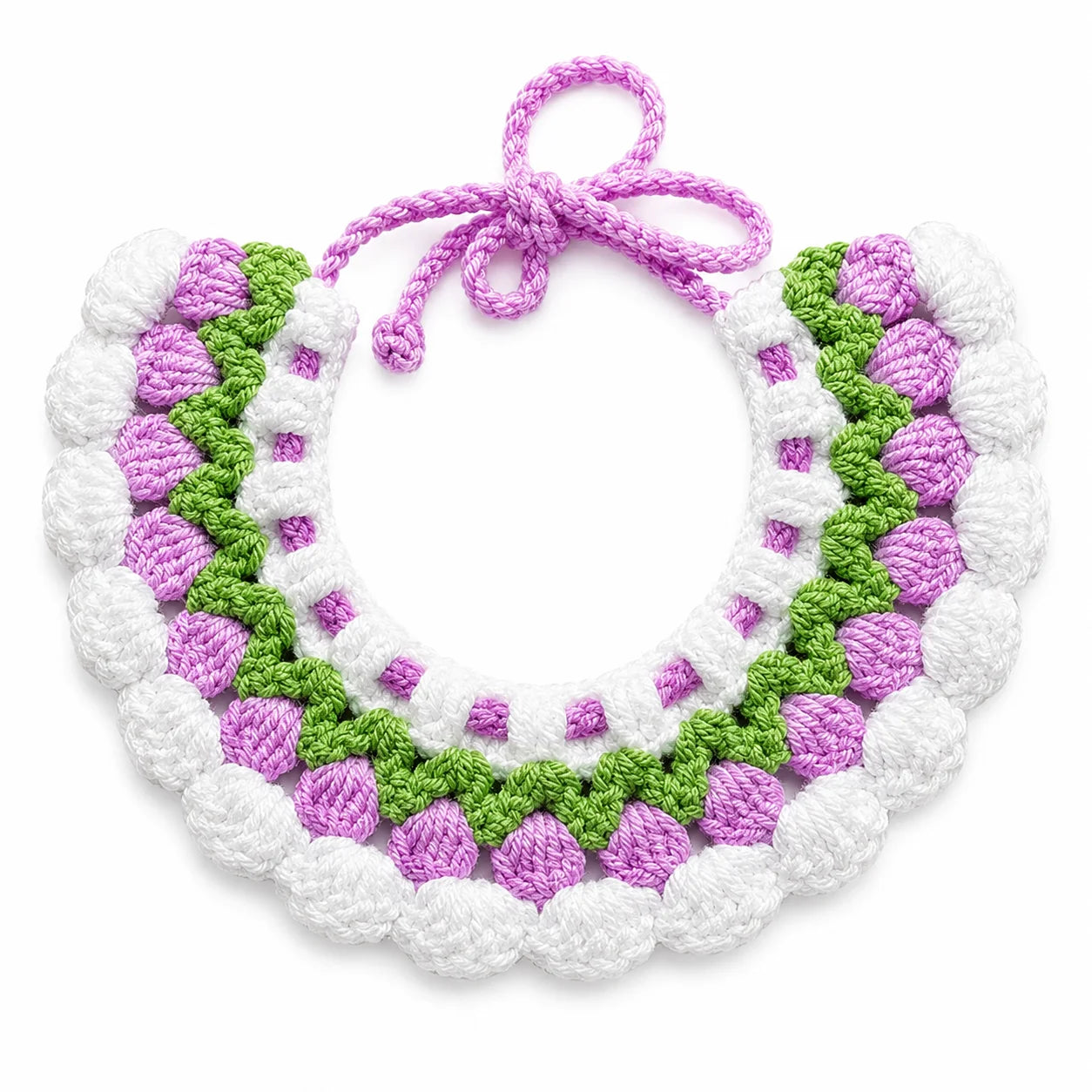 Handmade Purple Tulip Pet Bib | Artisan Knit Flower Collar