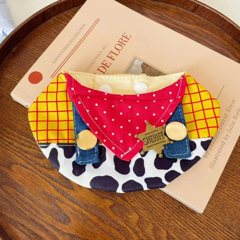 Western Cowboy Sheriff Pet Costume Collar - Flat Lay View