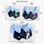 Product size guide for police pet collar showing M, L, and XL measurements