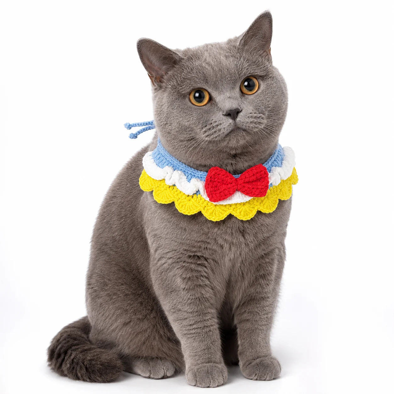 Handmade Fairy Tale Princess Bib (Red Bow) | Artisan Knit Pet Collar