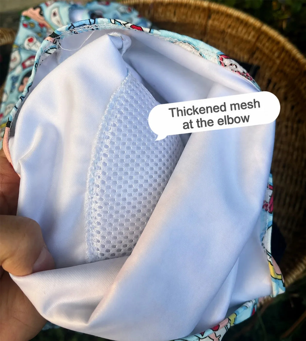 Close-up of thickened mesh padding inside dog elbow guard
