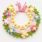 Handmade Flourishing Garden Floral Pet Bib | Artisan Knit Collar