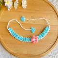 Blue Handmade Crochet Flower Pet Collar