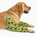 Green panda print dog elbow guard sleeves - Side view