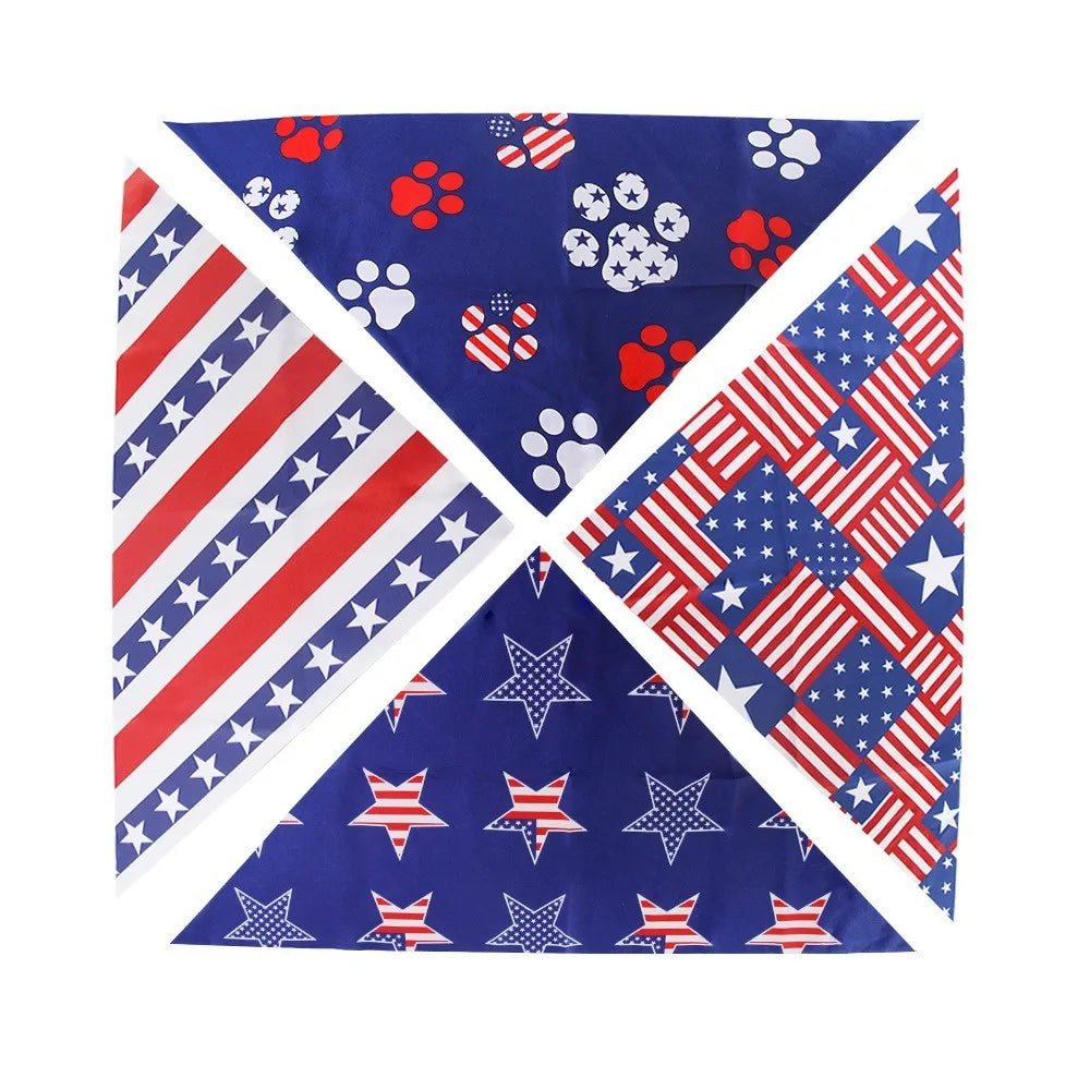 USA-Inspired Patriotic Pet Bandana - Full Set View