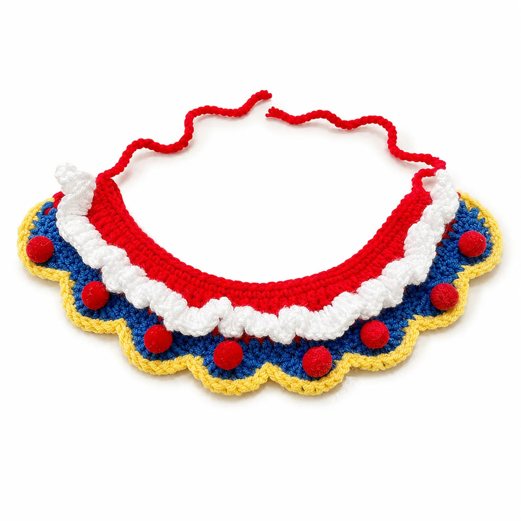 Handmade Fairy Tale Princess Bib (Pom-Poms) | Artisan Knit Pet Collar