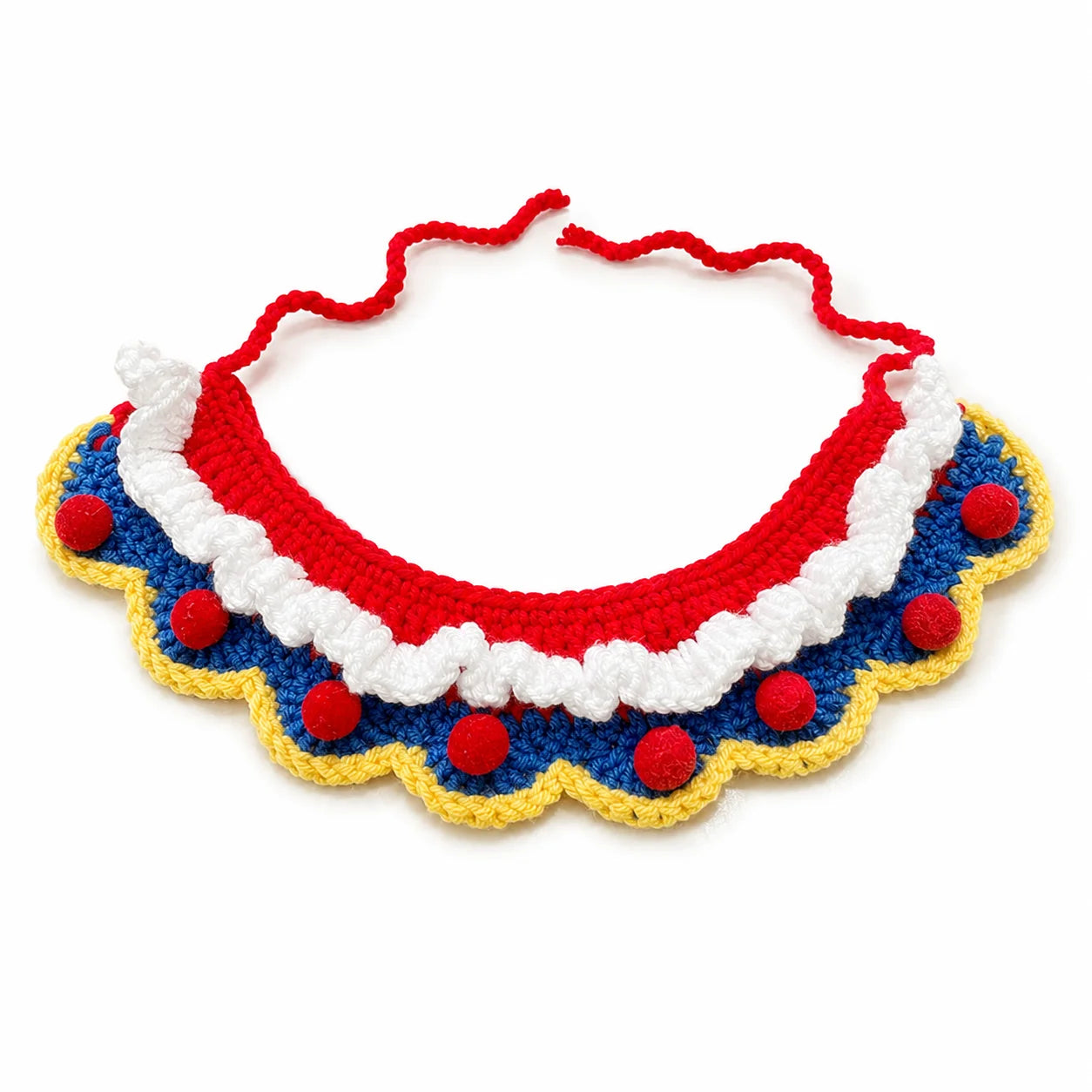 Handmade Fairy Tale Princess Bib (Pom-Poms) | Artisan Knit Pet Collar