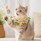 Handmade Flourishing Garden Floral Pet Bib | Artisan Knit Collar
