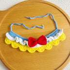 Handmade Fairy Tale Princess Bib (Red Bow) | Artisan Knit Pet Collar