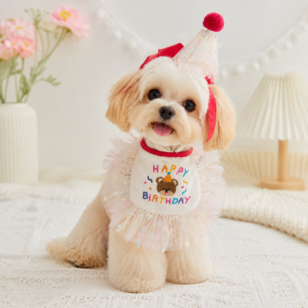Birthday Pet Bib and Party Hat Set | Dog & Cat Celebration Outfit