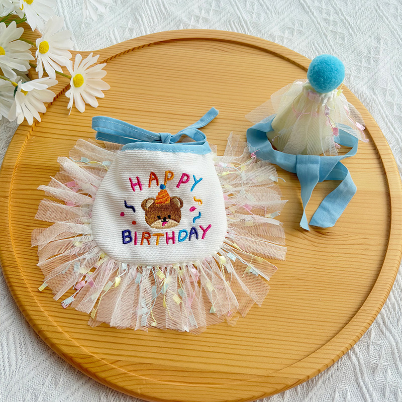 Birthday Pet Bib and Party Hat Set | Dog & Cat Celebration Outfit